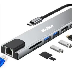 HUB MULTIINTERFACE KOLKE KCH681 USBC A USBCX2 HDMI USBA3.0 USBA2.0 SD MICROSD RJ45