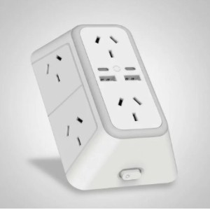 ZAPATILLA PIRAMIDAL TREFI SIN CABLE 6 TOMAS + USBC X2 + USBAX2 ON/OFF