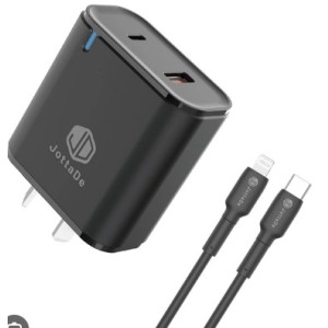 CARGADOR 220/USB JD T22CL+CABLE USBC A USB LIGHTNING